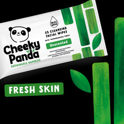 Cheeky Panda sustainable bamboo cleansing facial wipes packaging on a white background
