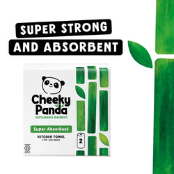 Cheeky Panda kitchen towel packaging with green leaves on a white background