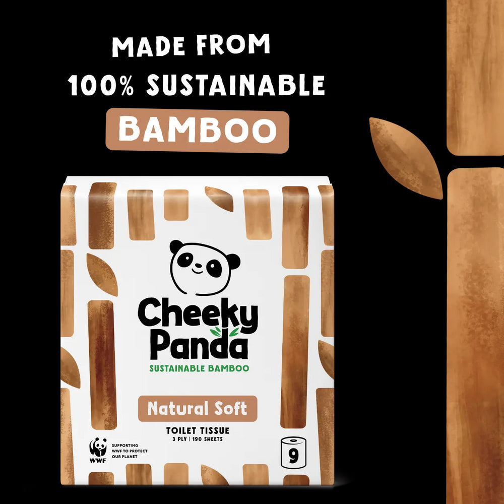 Cheeky Panda sustainable bamboo toilet paper packaging on a white background