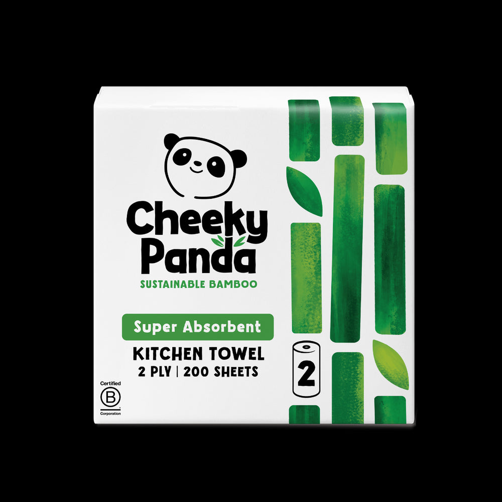 Cheeky Panda sustainable bamboo kitchen towel packaging on a white background