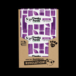 Cheeky Panda balsam tissues packaging with purple packaging and brown cardboard backing