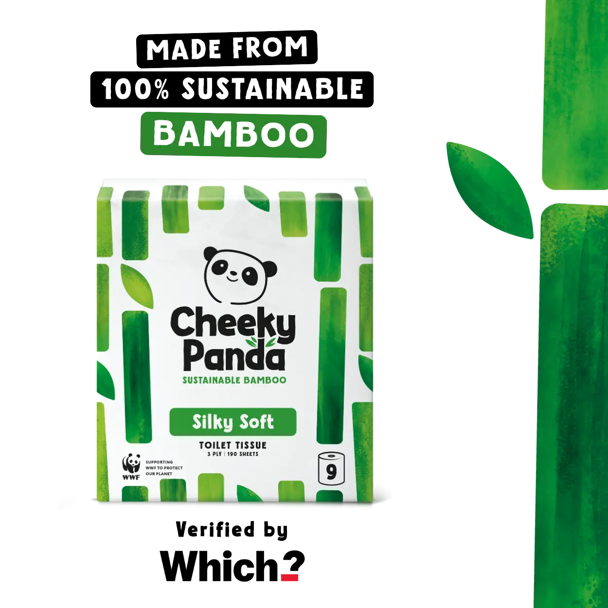 BONHEUR Papier　0329 Cheeky Panda Ultra-Sustainable Plastic-Free Bamboo Toilet Tissue