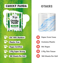 Cheeky Panda bamboo toilet tissue compared to other brands, highlighting eco-friendly benefits.