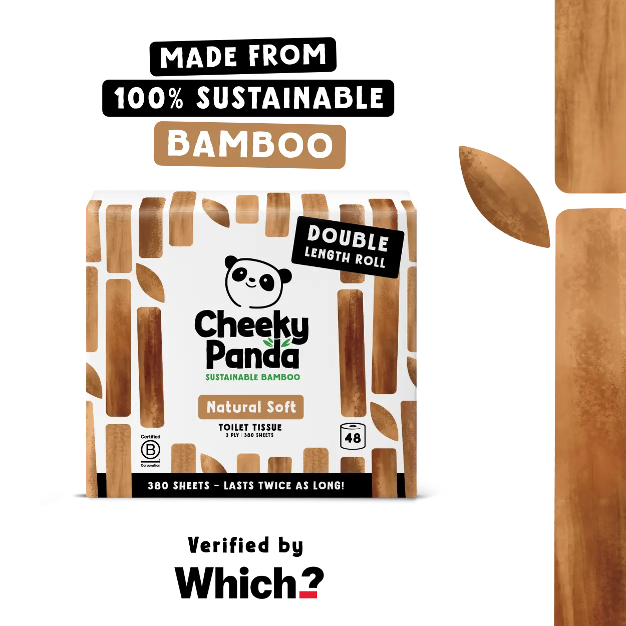 Cheeky Panda sustainable bamboo toilet paper packaging on a white background
