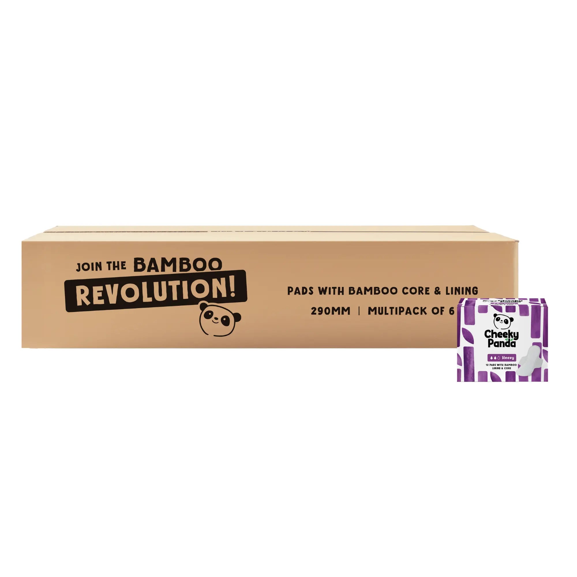 A multipack box of Cheeky Panda heavy pads, with one pack visible.