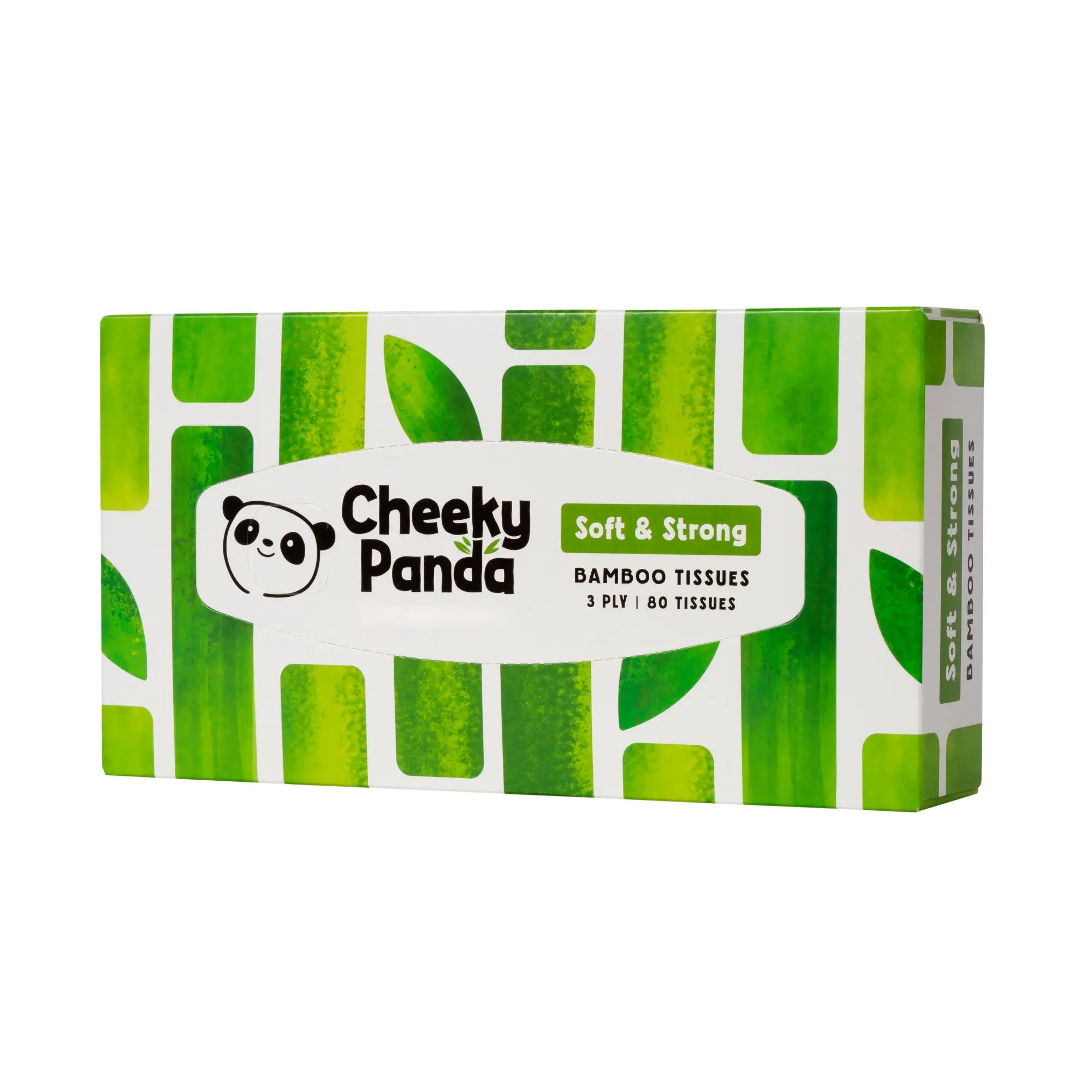 Cheeky Panda Soft & Strong Bamboo Tissues box, green bamboo design.