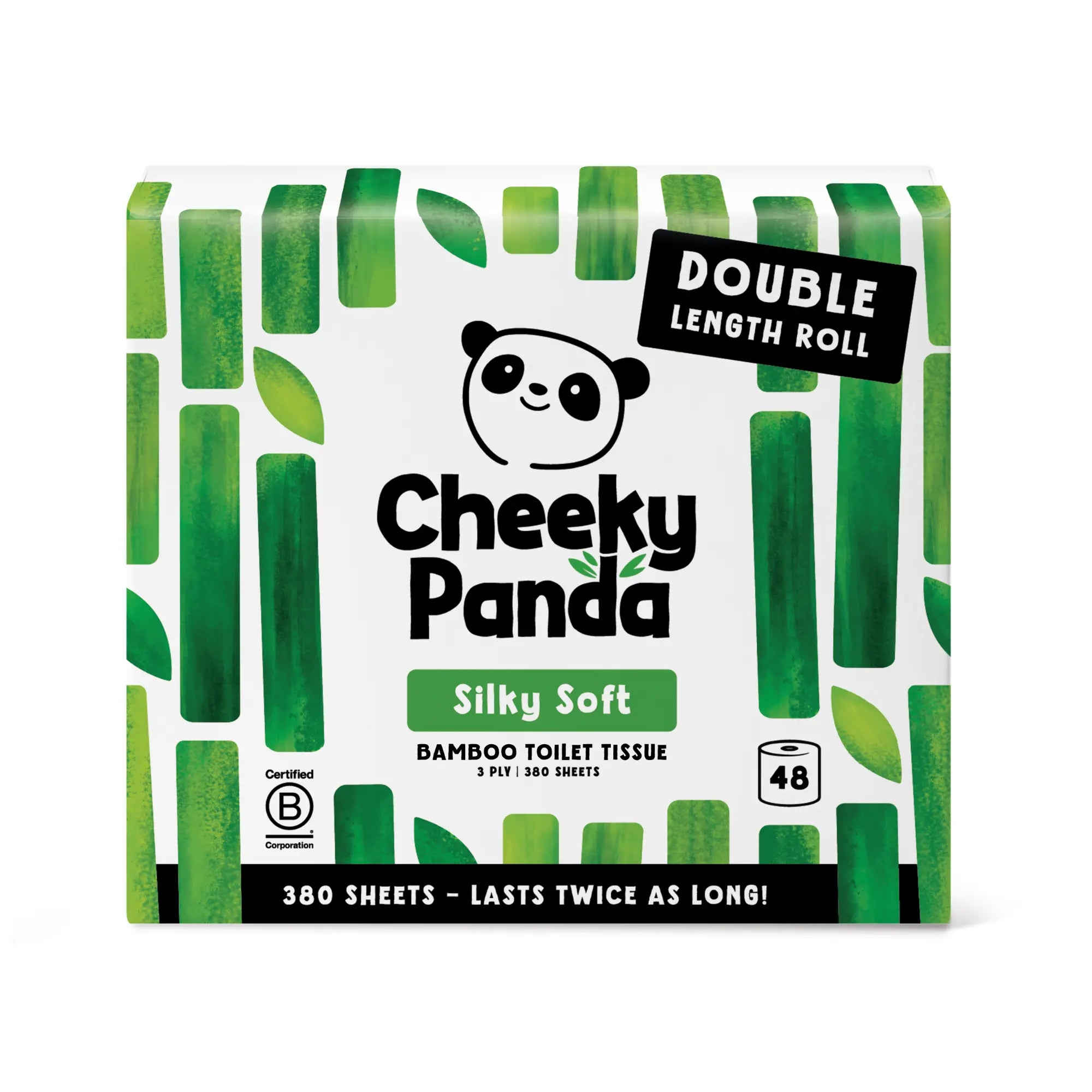 A single pack of Cheeky Panda Silky Soft bamboo toilet tissue, 48 double length rolls.