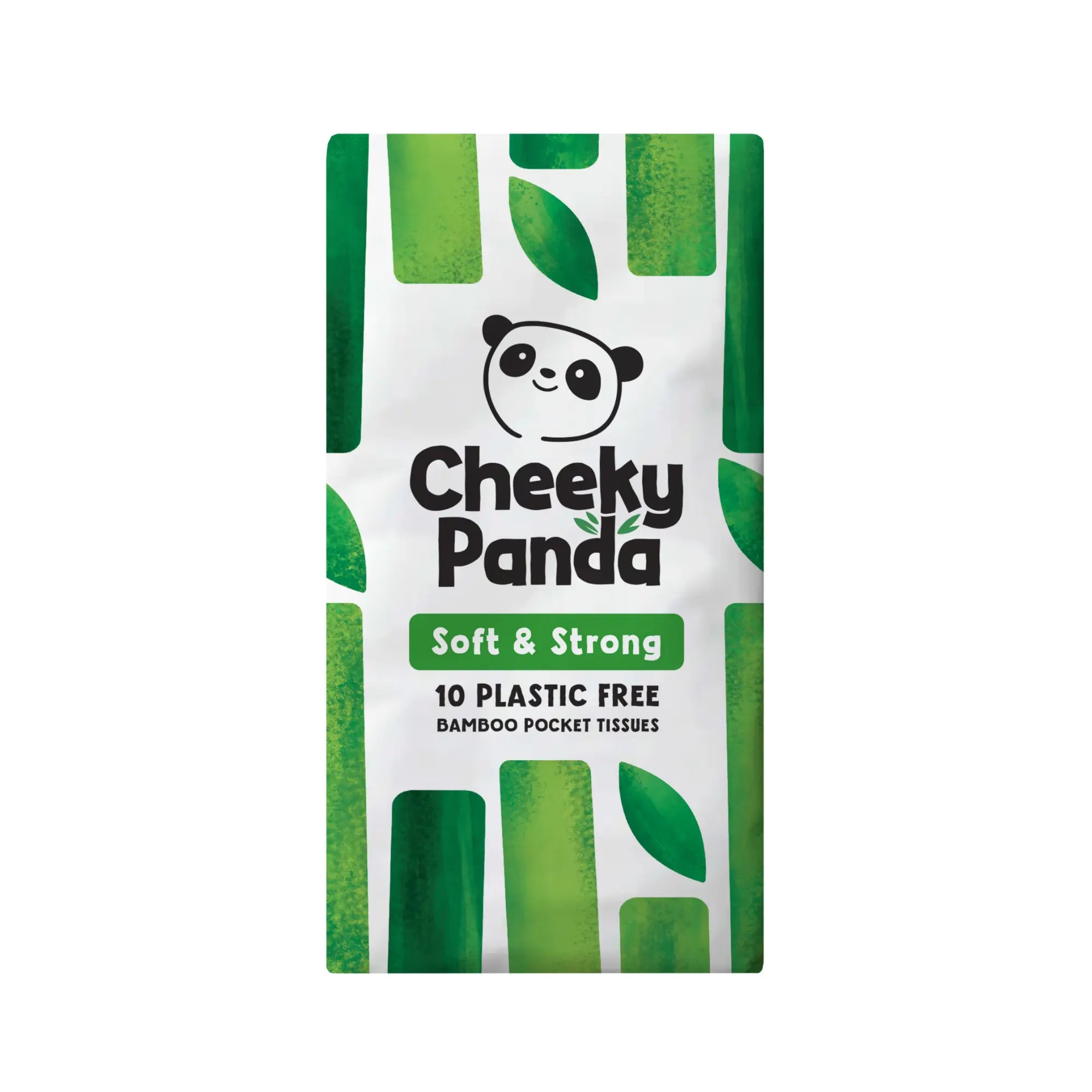 A single packet of Cheeky Panda Soft & Strong 10 plastic-free bamboo pocket tissues.