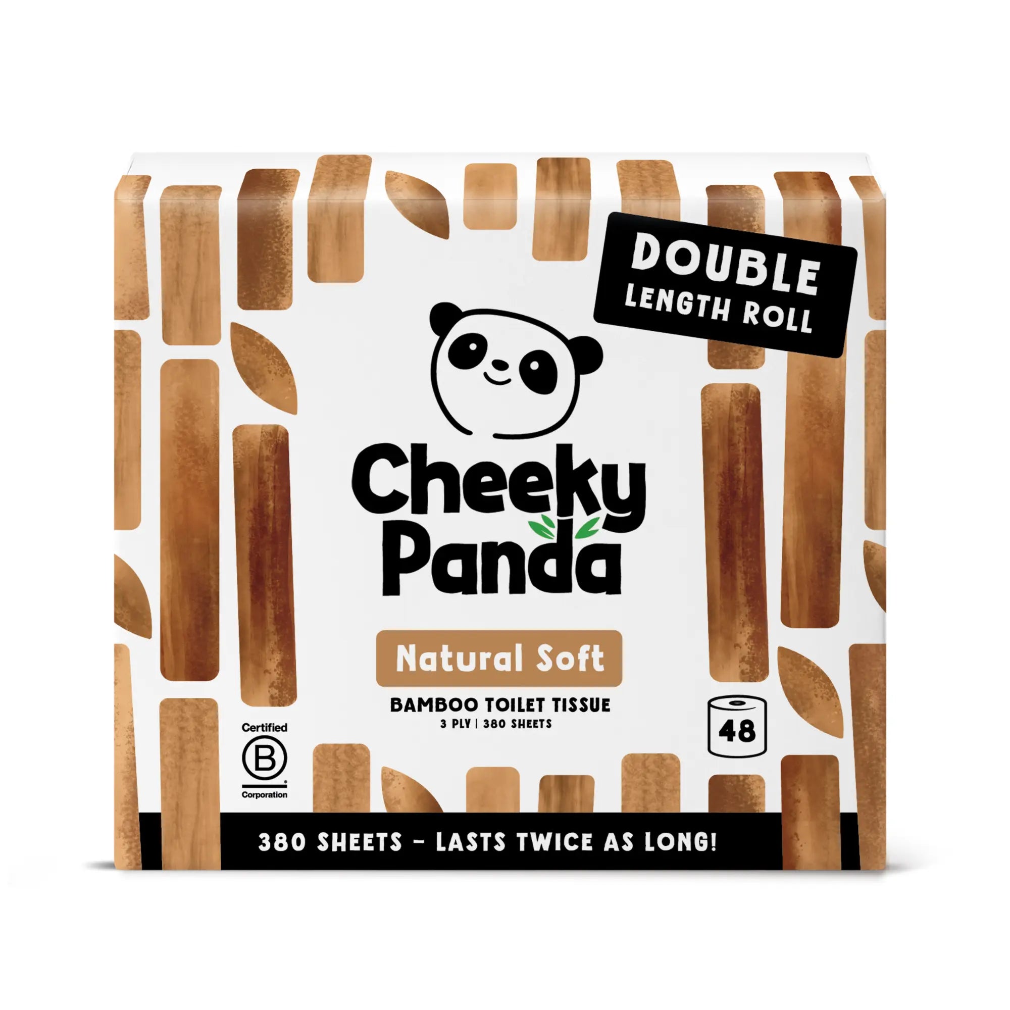 A 48-roll pack of Cheeky Panda Natural Soft bamboo toilet tissue.