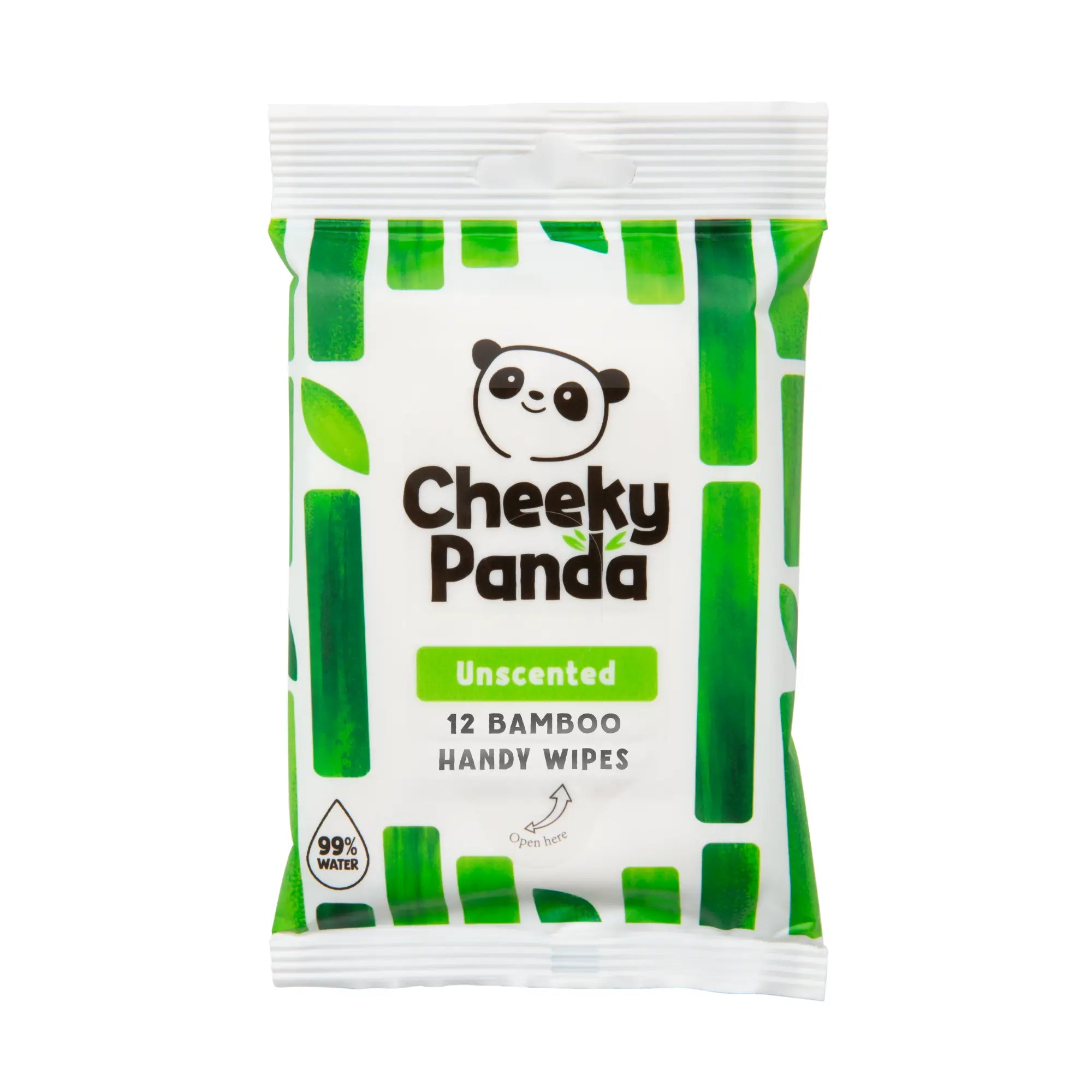 Cheeky Panda Unscented 12 Bamboo Handy Wipes pack.