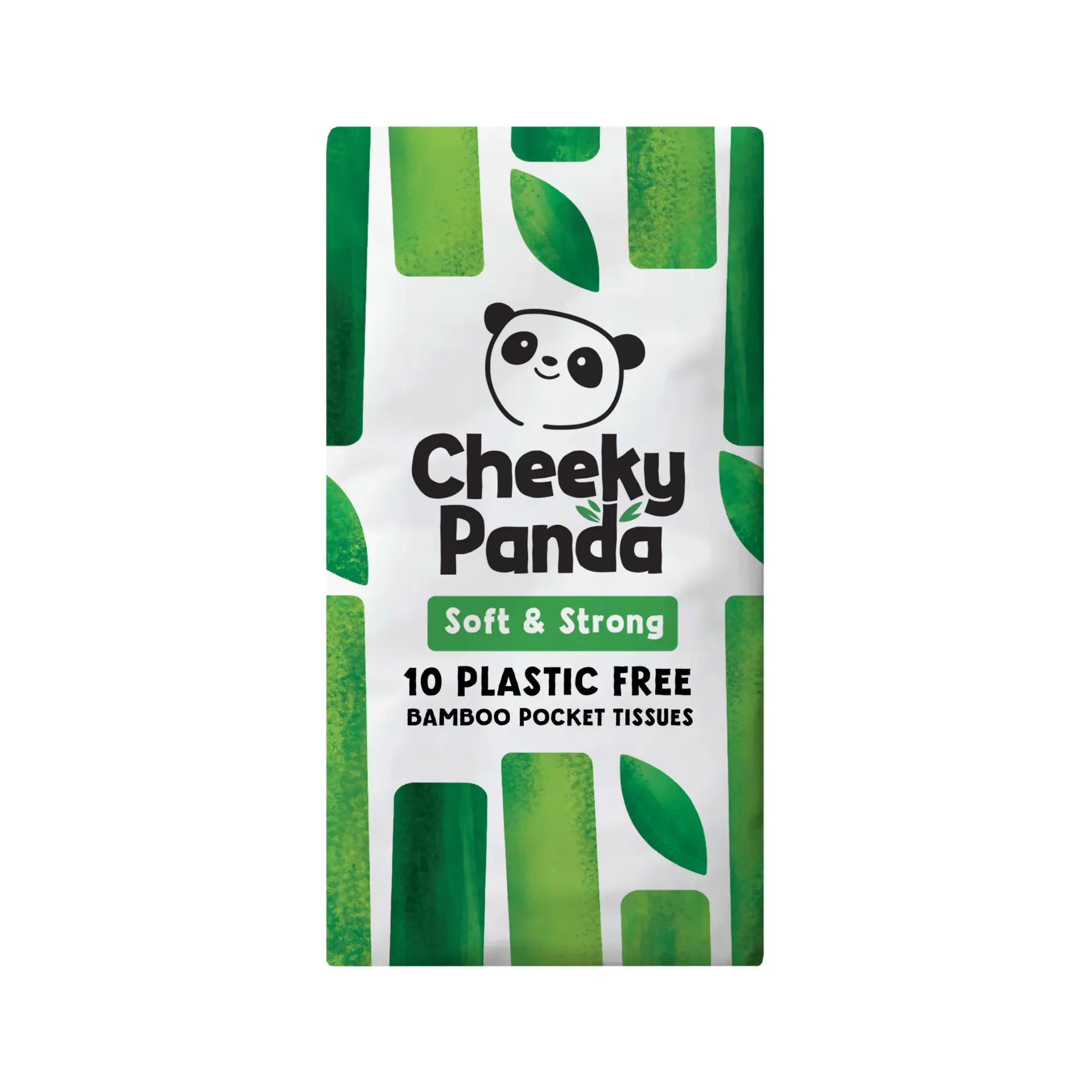 A single packet of Cheeky Panda Soft & Strong 10 plastic-free bamboo pocket tissues.