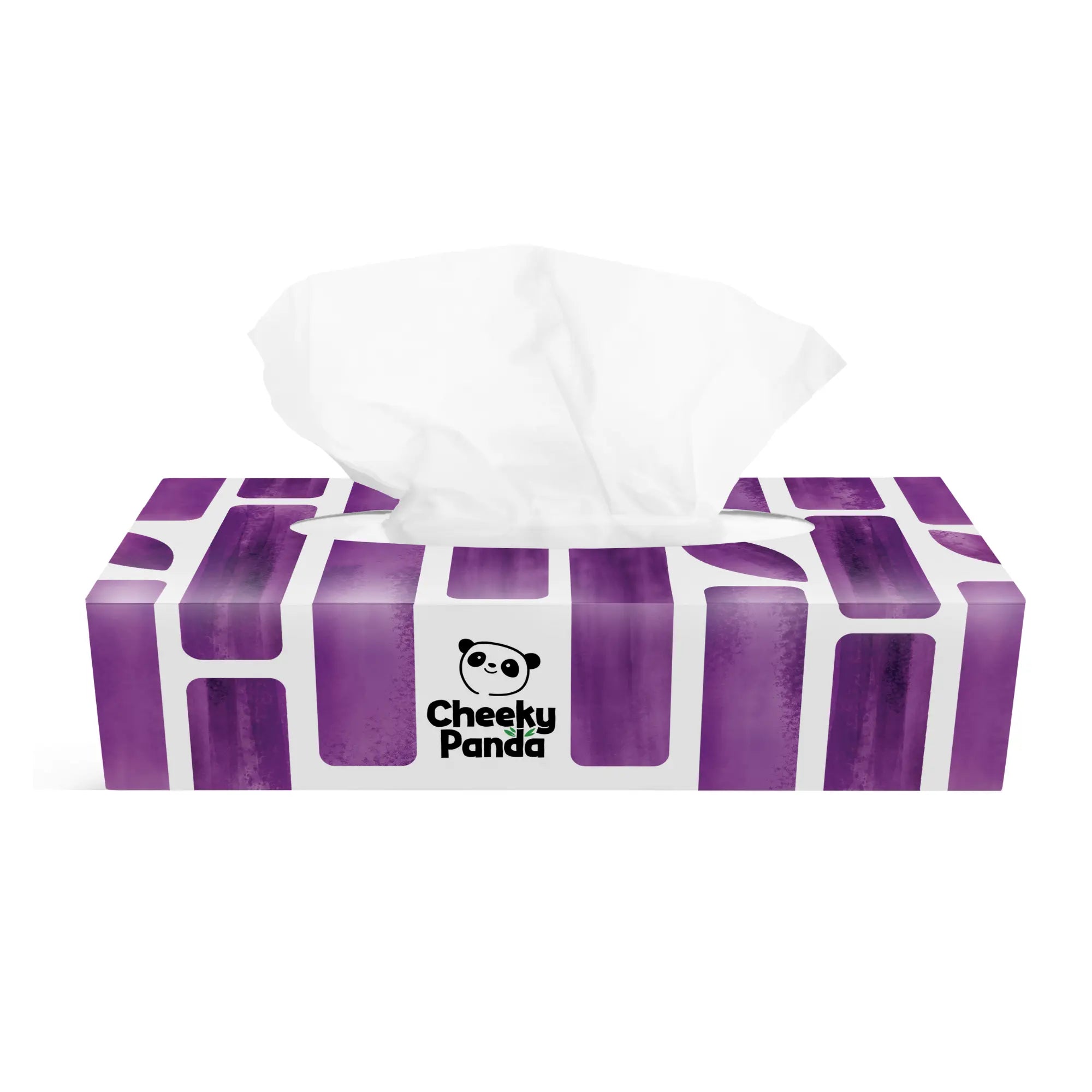 A single box of Cheeky Panda Ultra Soft bamboo balsam tissues with one tissue pulled out.