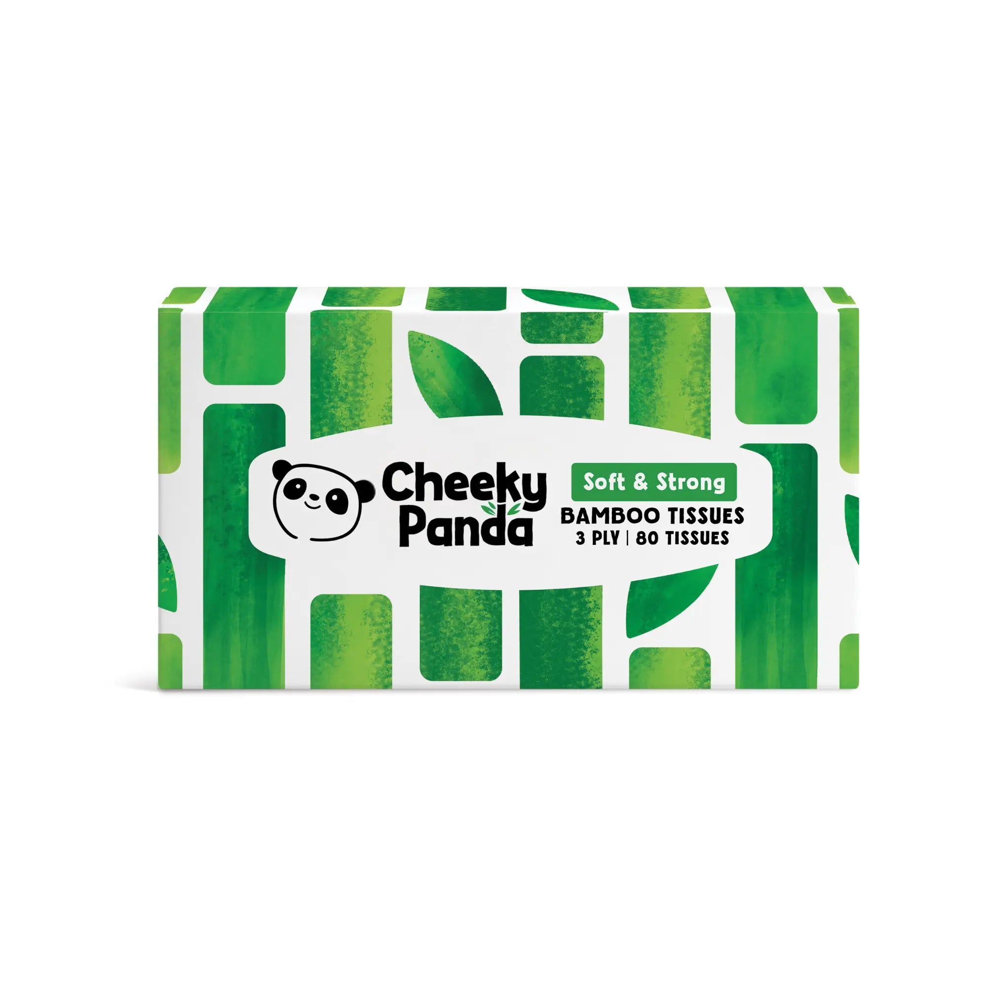 Cheeky Panda Soft & Strong Bamboo Tissues box, green bamboo design.
