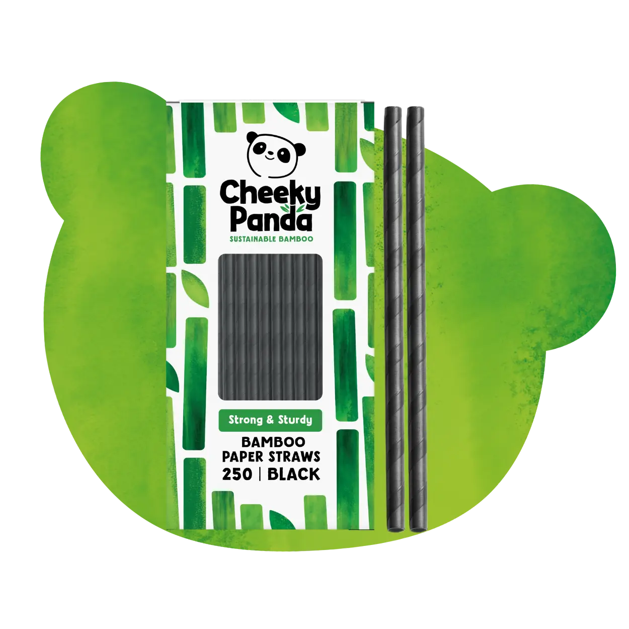 Cheeky Panda bamboo straws packaging with two straws on a white background