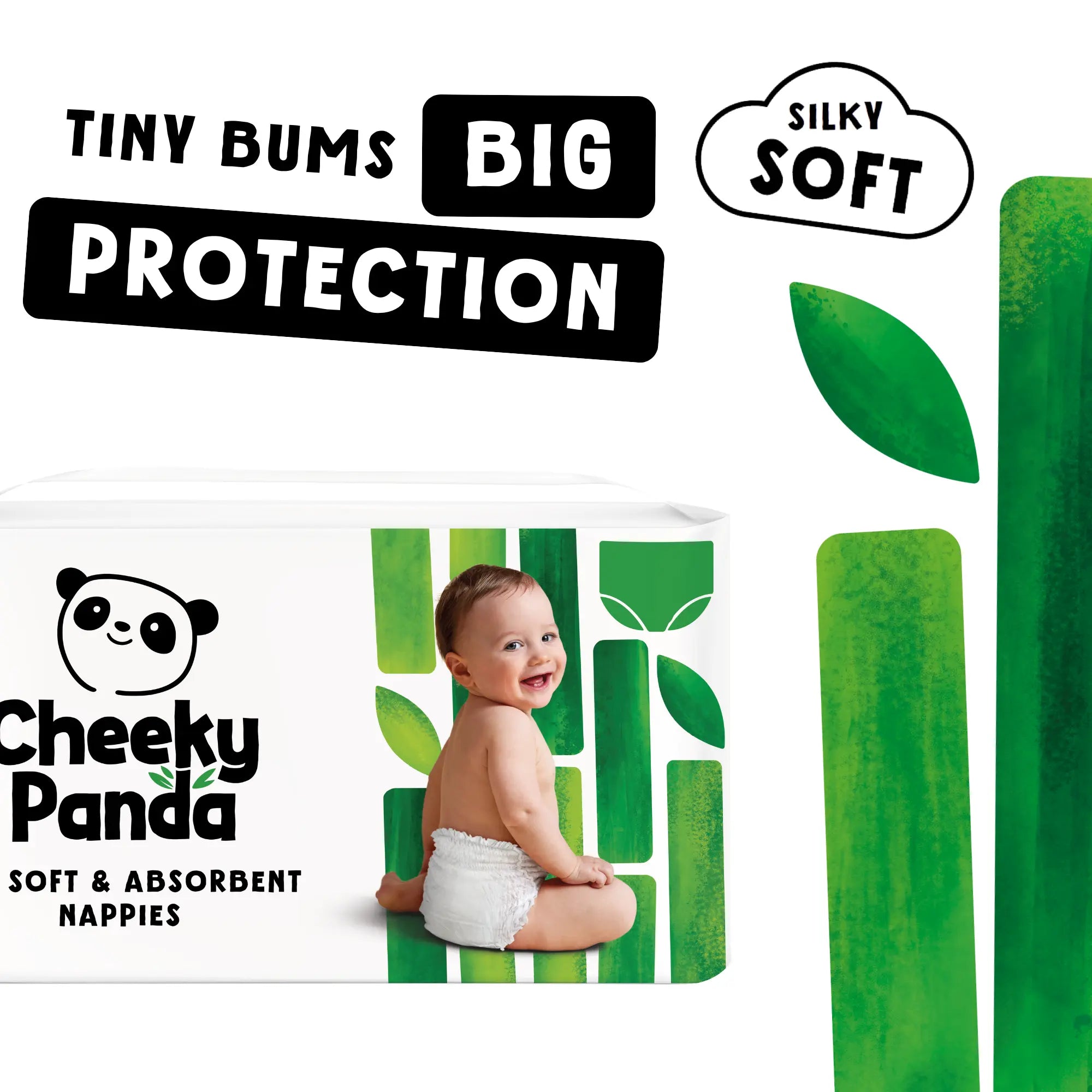 Cheeky Panda nappies are described as 'tiny bums big protection' and 'silky soft'.