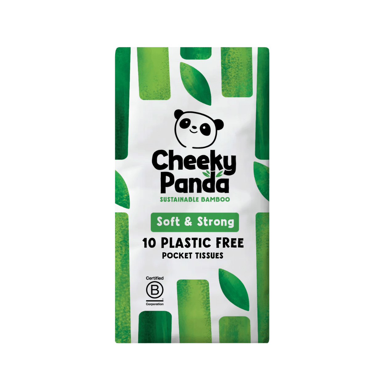 Cheeky Panda plastic-free pocket tissues packaging on a white background