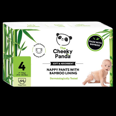 A pack of The Cheeky Panda Nappy Pants in size 4, featuring bamboo lining.