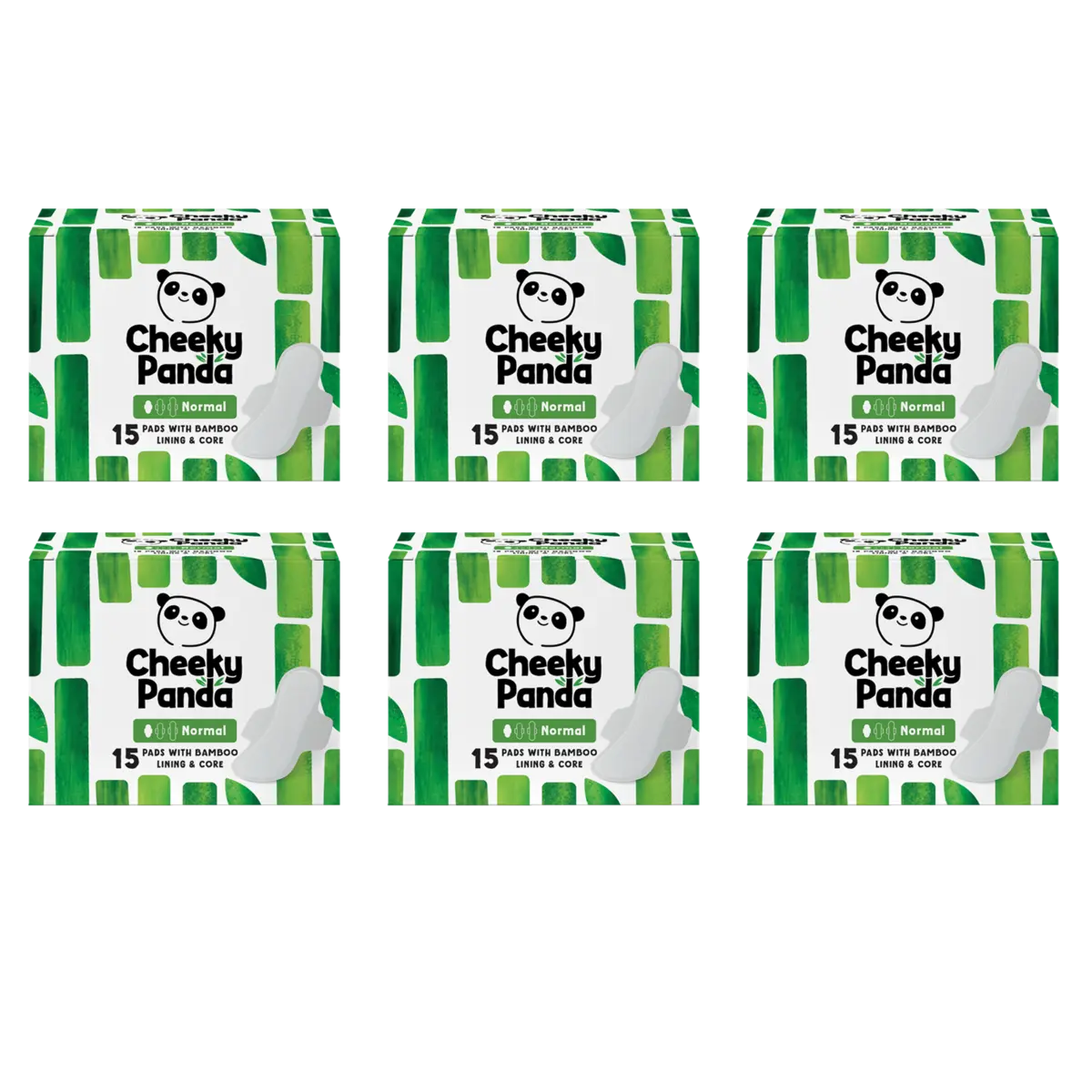 Six packs of Cheeky Panda normal bamboo sanitary pads