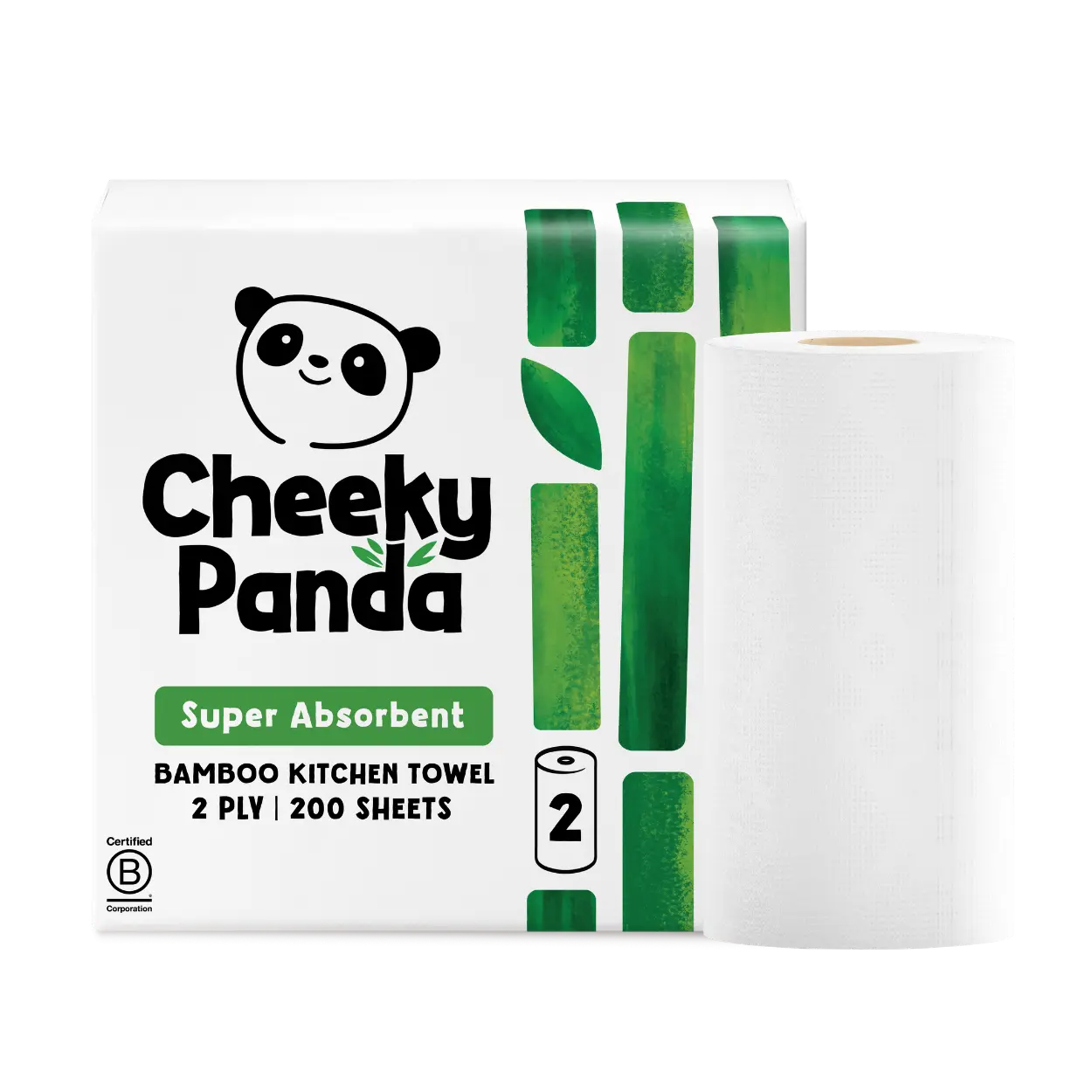 Cheeky Panda Bamboo Kitchen Roll. Picture contains one back of 2 rolls