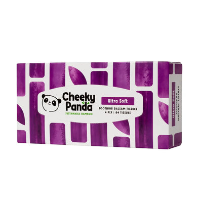 Cheeky Panda Ultra Soft Soothing Balsam Tissues, 4-ply, 64 tissues per pack.