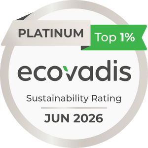  Ecovadis sustainability rating badge with platinum top 1% label 