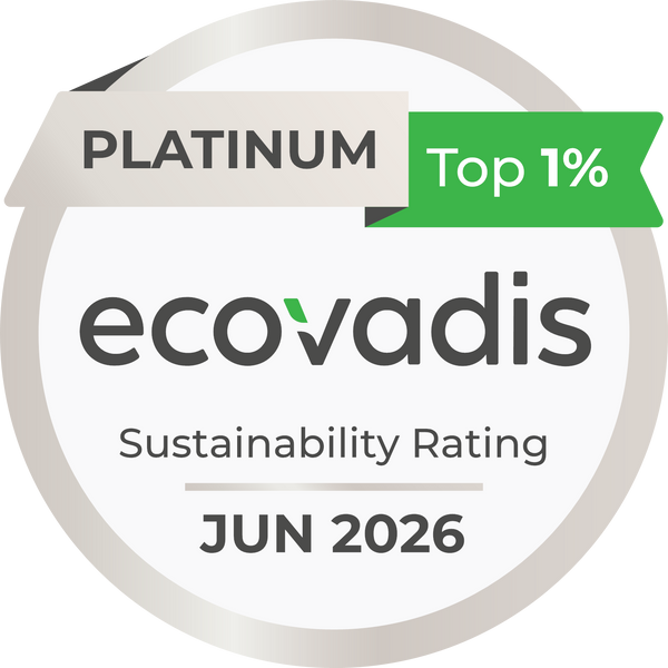  Ecovadis sustainability rating badge with platinum top 1% label 