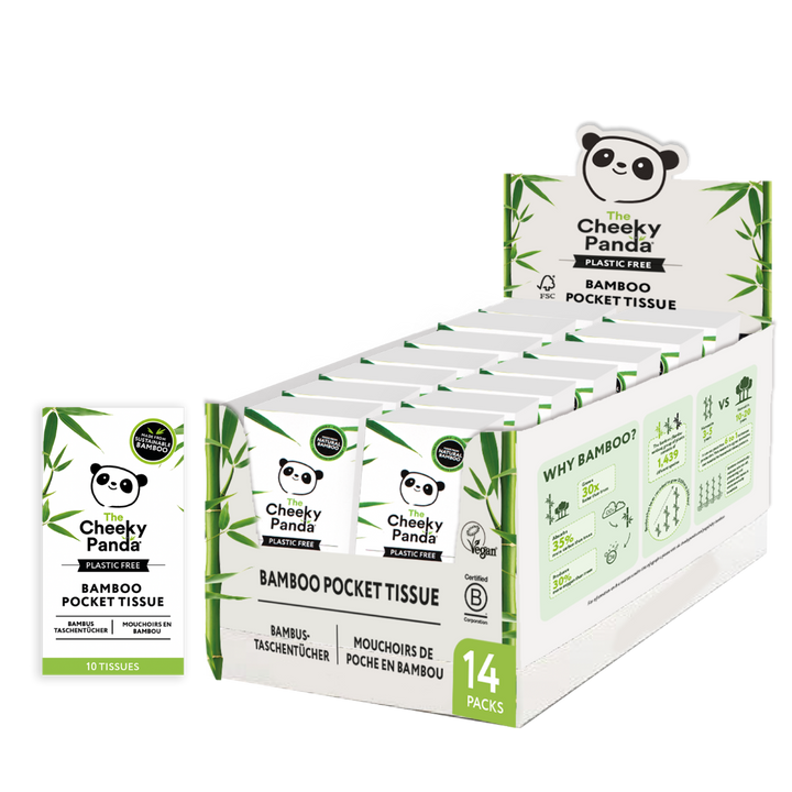 Bamboo Plastic Free Pocket Tissue 4 x 14 packs - The Cheeky Panda