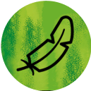  Feather icon on green watercolour background 