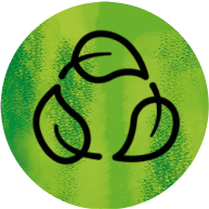  Leaves icon on green watercolour background 