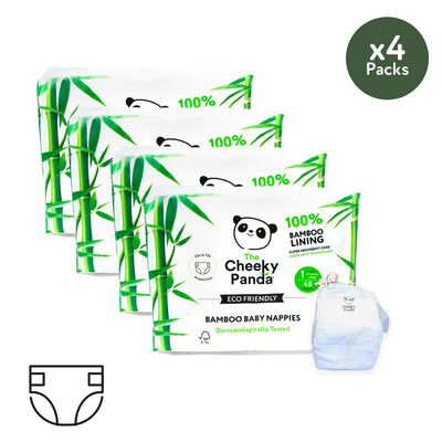 NEW! Eco Friendly Bamboo Nappies | 4 packs - The Cheeky Panda | Sustainable Bamboo Toilet Paper & More! 